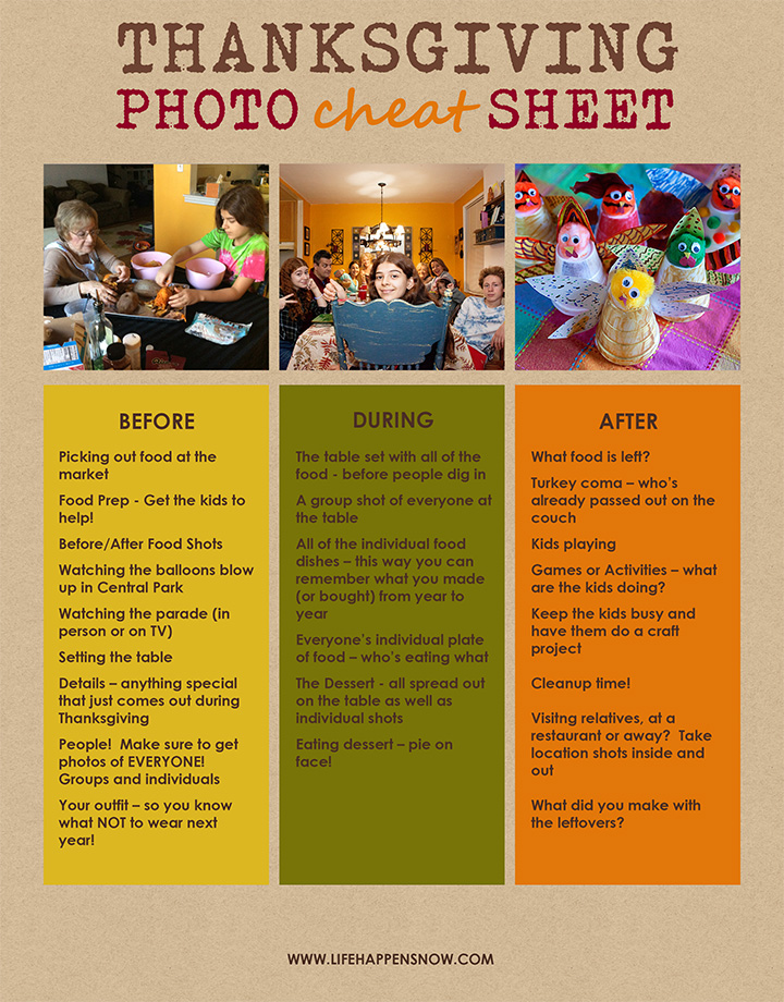 Thanksgiving photo cheat sheet